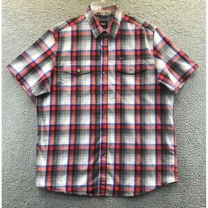 Wrangler Men's Shirt Size L Short Sleeve Casual Button Up Red Plaid